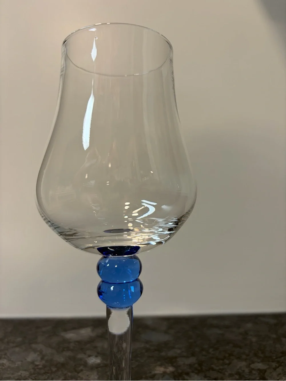 Crystal Blue Knop Tulip Wine Glasses - Set of 2 Vintage Cobalt Blue Accent
